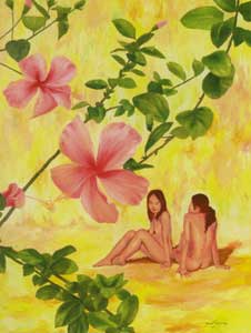 2 girls relaxing by Suwannee Sarakana