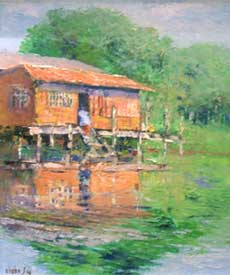 Red wooden house