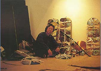 Vichoke Mukdamanee is working in studio of Thai Art Foundation