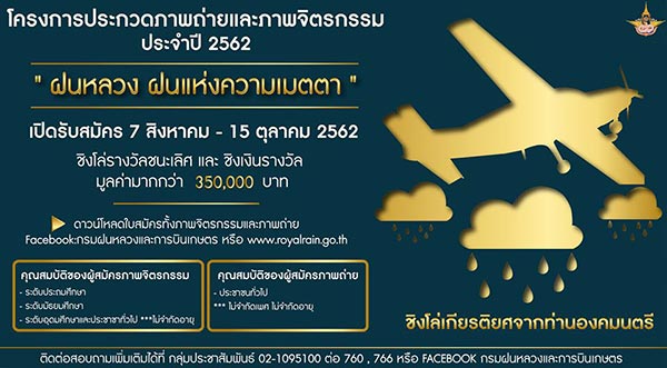 Photo and Painting Art Contest 2019 | ประกวดภาพถ่ายและภาพจิตรกรรม ประจำปี 2562 ฝนหลวง ฝนแห่งความเมตตา